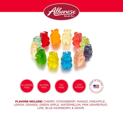 Albanese World's Best 12 Flavor Gummi Bears, 5lbs of Candy, Soft & Chewy Candy Snack, Fruity Flavor Assortment