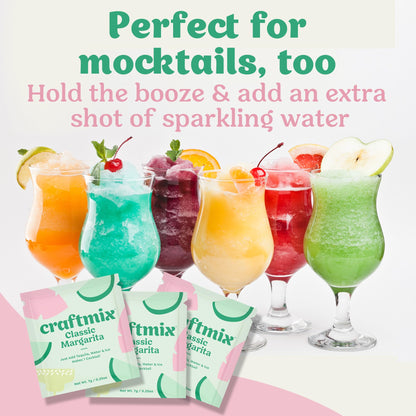 Craftmix Variety Pack, Makes 12 Drinks, Skinny Cocktail Mixers, Mocktails Non-Alcoholic Drinks - Made With Real Fruit - Vegan Low-Carb, Low-Sugar, Non-GMO, Dairy Free, Gluten Free, Easy to Mix