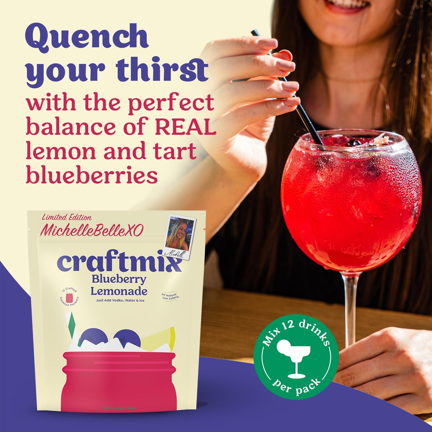 Craftmix Variety Pack, Makes 12 Drinks, Skinny Cocktail Mixers, Mocktails Non-Alcoholic Drinks - Made With Real Fruit - Vegan Low-Carb, Low-Sugar, Non-GMO, Dairy Free, Gluten Free, Easy to Mix