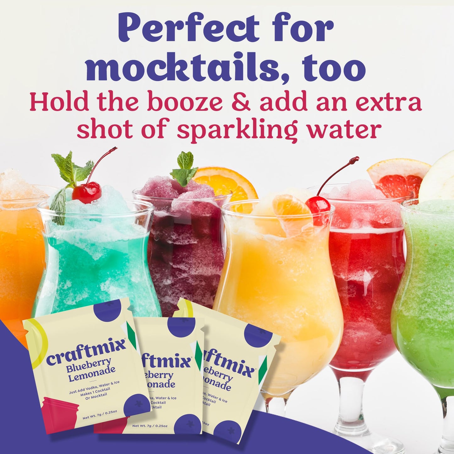 Craftmix Variety Pack, Makes 12 Drinks, Skinny Cocktail Mixers, Mocktails Non-Alcoholic Drinks - Made With Real Fruit - Vegan Low-Carb, Low-Sugar, Non-GMO, Dairy Free, Gluten Free, Easy to Mix