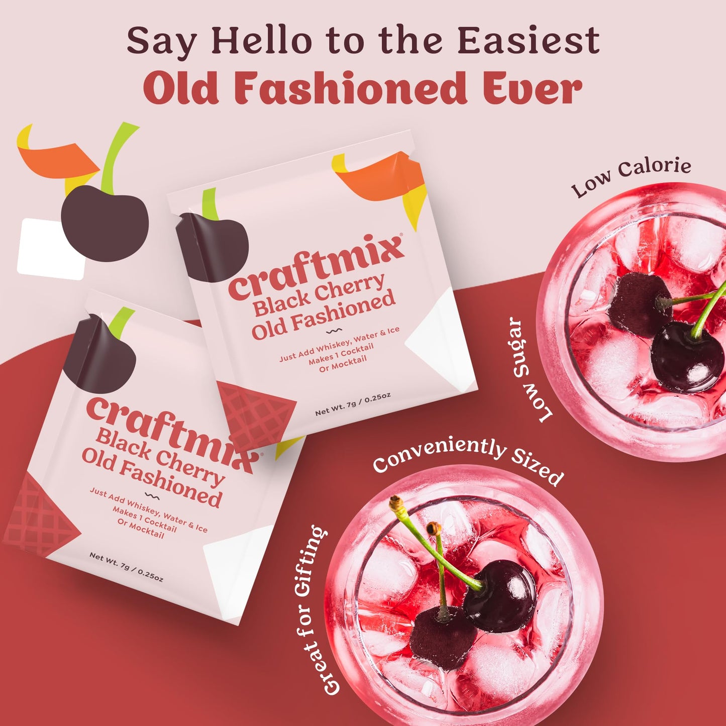 Craftmix Variety Pack, Makes 12 Drinks, Skinny Cocktail Mixers, Mocktails Non-Alcoholic Drinks - Made With Real Fruit - Vegan Low-Carb, Low-Sugar, Non-GMO, Dairy Free, Gluten Free, Easy to Mix