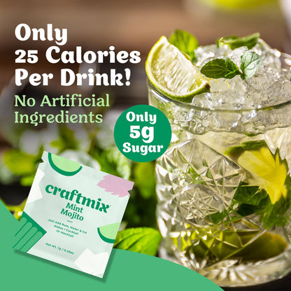 Craftmix Variety Pack, Makes 12 Drinks, Skinny Cocktail Mixers, Mocktails Non-Alcoholic Drinks - Made With Real Fruit - Vegan Low-Carb, Low-Sugar, Non-GMO, Dairy Free, Gluten Free, Easy to Mix