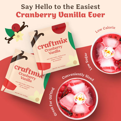 Craftmix Variety Pack, Makes 12 Drinks, Skinny Cocktail Mixers, Mocktails Non-Alcoholic Drinks - Made With Real Fruit - Vegan Low-Carb, Low-Sugar, Non-GMO, Dairy Free, Gluten Free, Easy to Mix