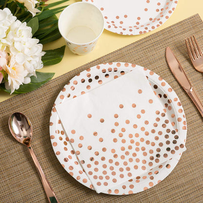 HOMIX 175 Piece Gold Party Supplies Set Serves 25 - Gold Paper Plates Napkins Cups with Gold Plastic Silverware Sets for Wedding Bridal Shower Baby Shower Holiday Parties