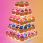 YestBuy 4 Tier Cupcake Stand Acrylic Tower Display with LED Light Premium Holder Dessert Tree Tower for Birthday Cady Bar Décor Weddings, Parties Events (Yellow Light)