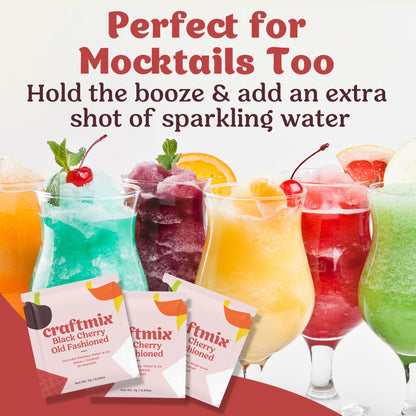 Craftmix Variety Pack, Makes 12 Drinks, Skinny Cocktail Mixers, Mocktails Non-Alcoholic Drinks - Made With Real Fruit - Vegan Low-Carb, Low-Sugar, Non-GMO, Dairy Free, Gluten Free, Easy to Mix