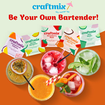 Craftmix Variety Pack, Makes 12 Drinks, Skinny Cocktail Mixers, Mocktails Non-Alcoholic Drinks - Made With Real Fruit - Vegan Low-Carb, Low-Sugar, Non-GMO, Dairy Free, Gluten Free, Easy to Mix