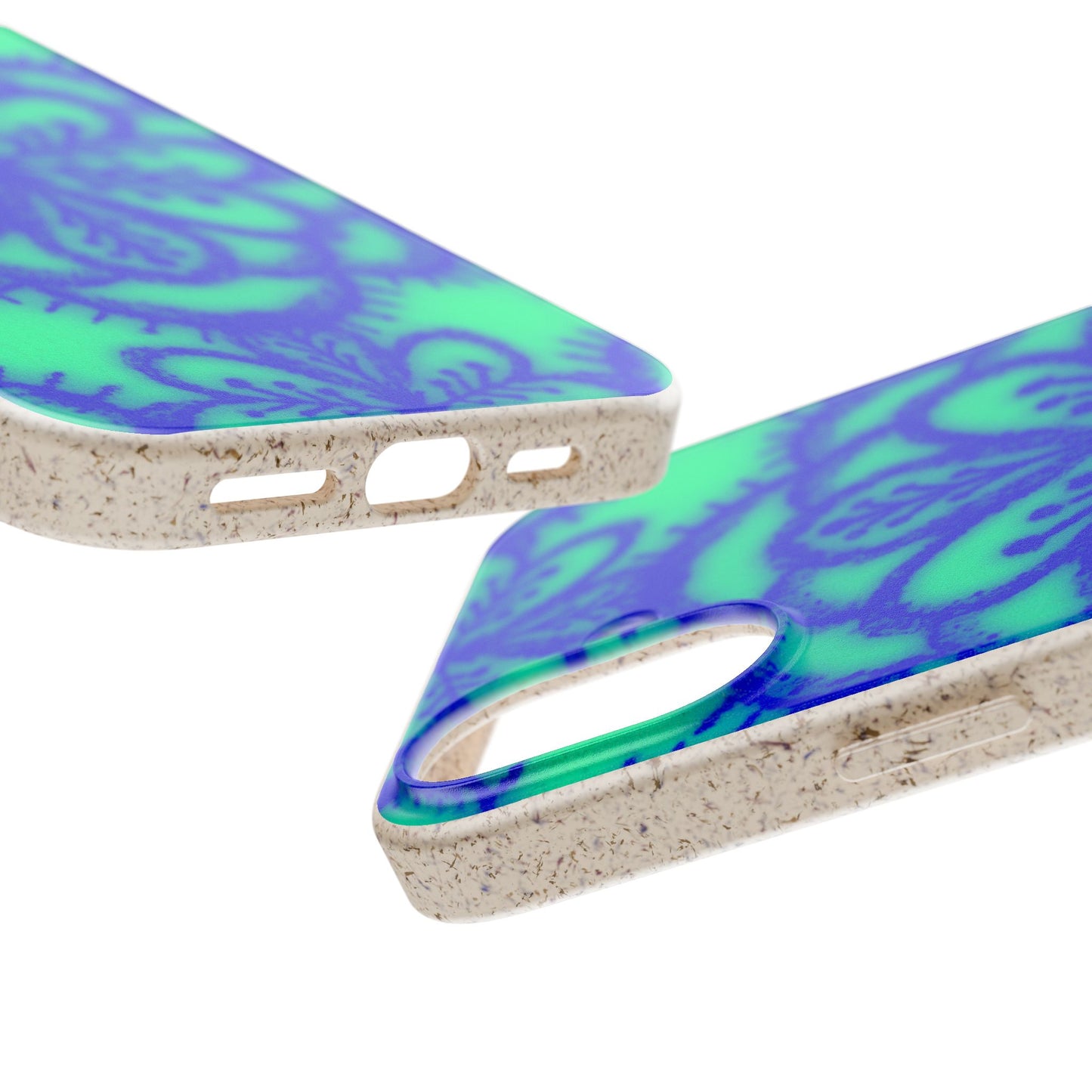 Biodegradable Phone Case — Blue Green Floral Mandala Eco-Friendly iPhone Cover