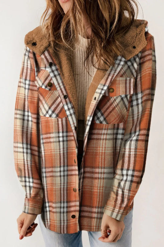 Sherpa lined brown button up shacket (shirt/jacket). 