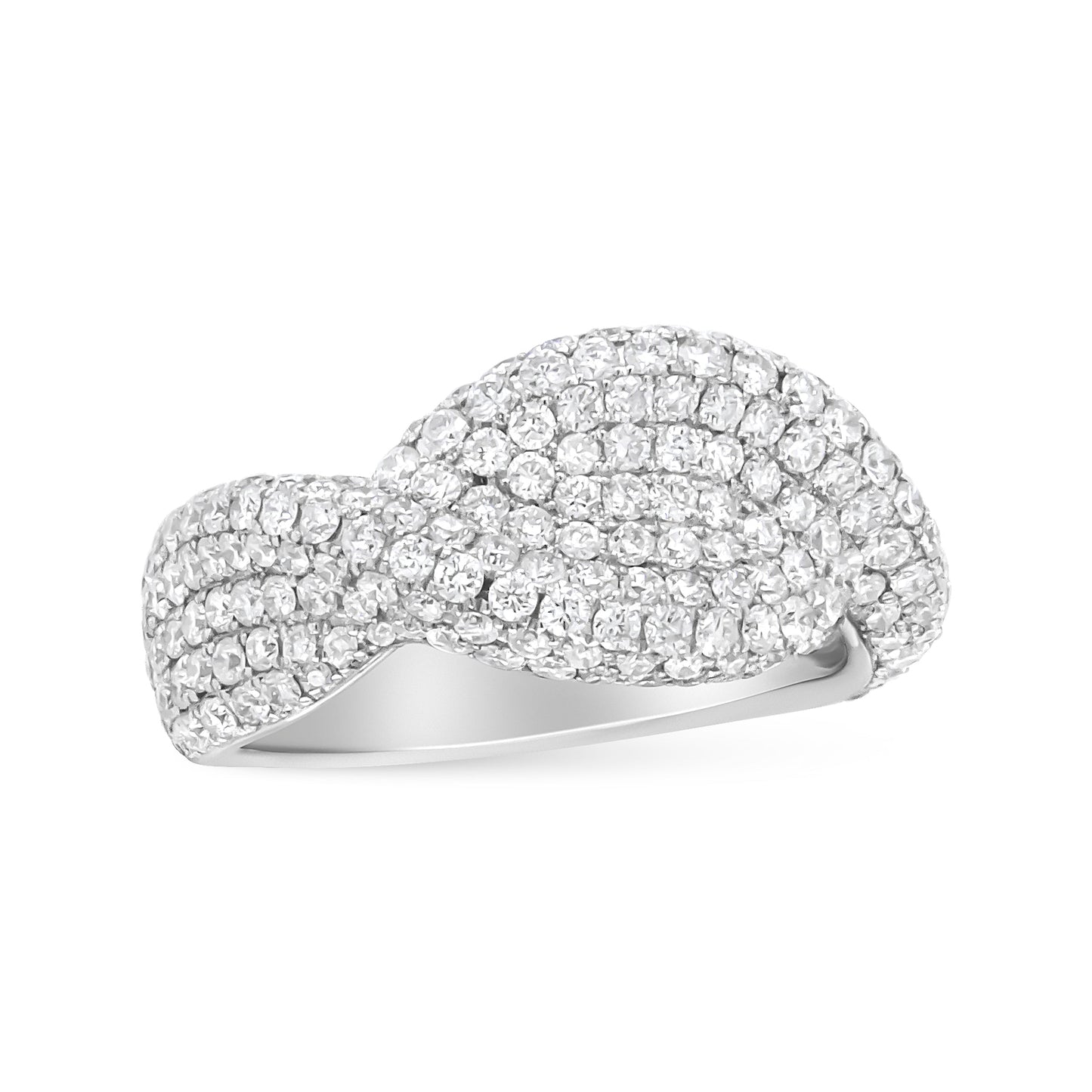 18K white gold cluster ring featuring 2 1/4 cttw diamonds in F-G color and VS1-VS2 clarity, size 7.