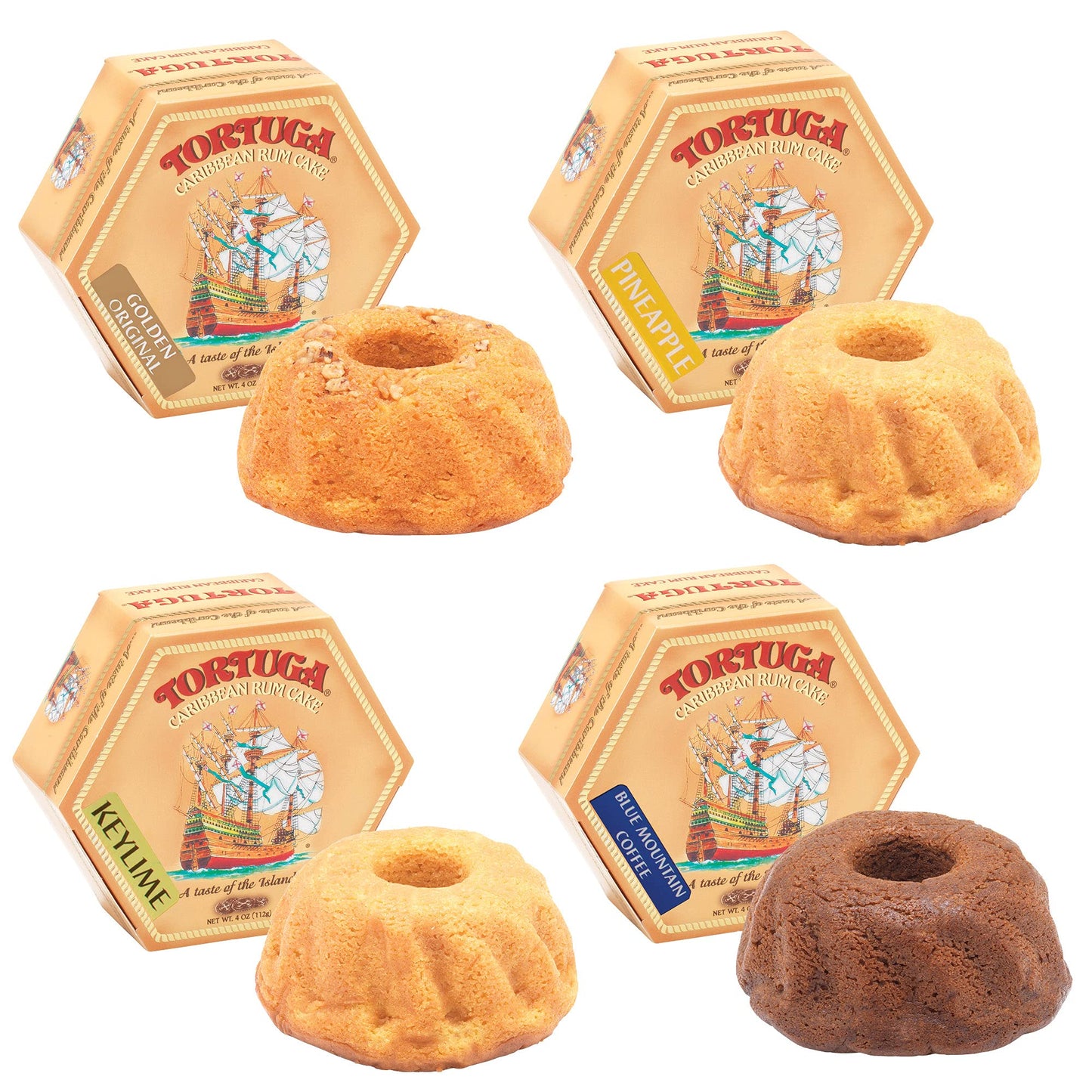 TORTUGA Provenance Rum Cake Variety Pack – 4 oz. - 6 Pack - The Perfect Premium Gourmet Gift for Stocking Stuffers, Gift Baskets, and Christmas Gifts - Great Mini Cakes for Delivery