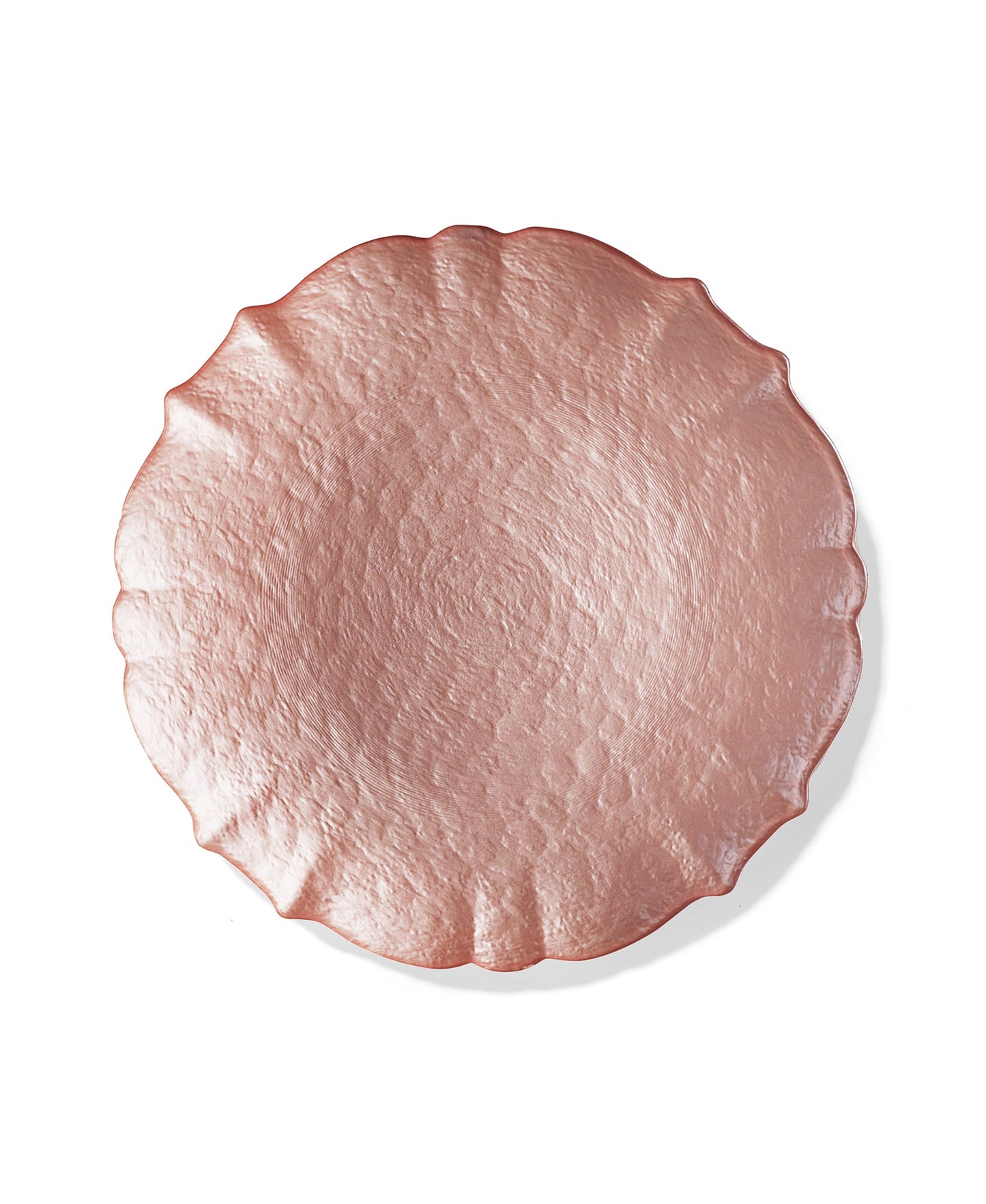 Round pink ceramic plate on a white background