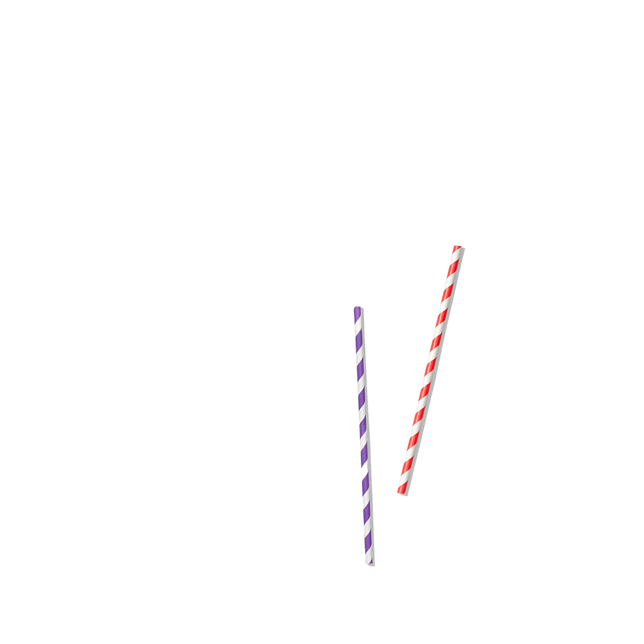 Colorful striped paper drinking straws for parties.
