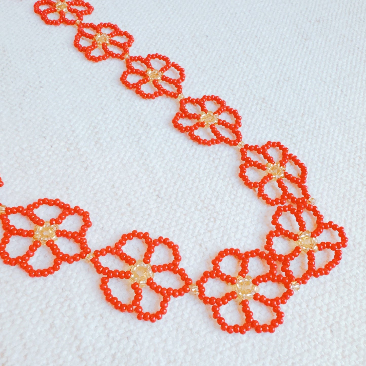 Boho Beaded Flower Necklace