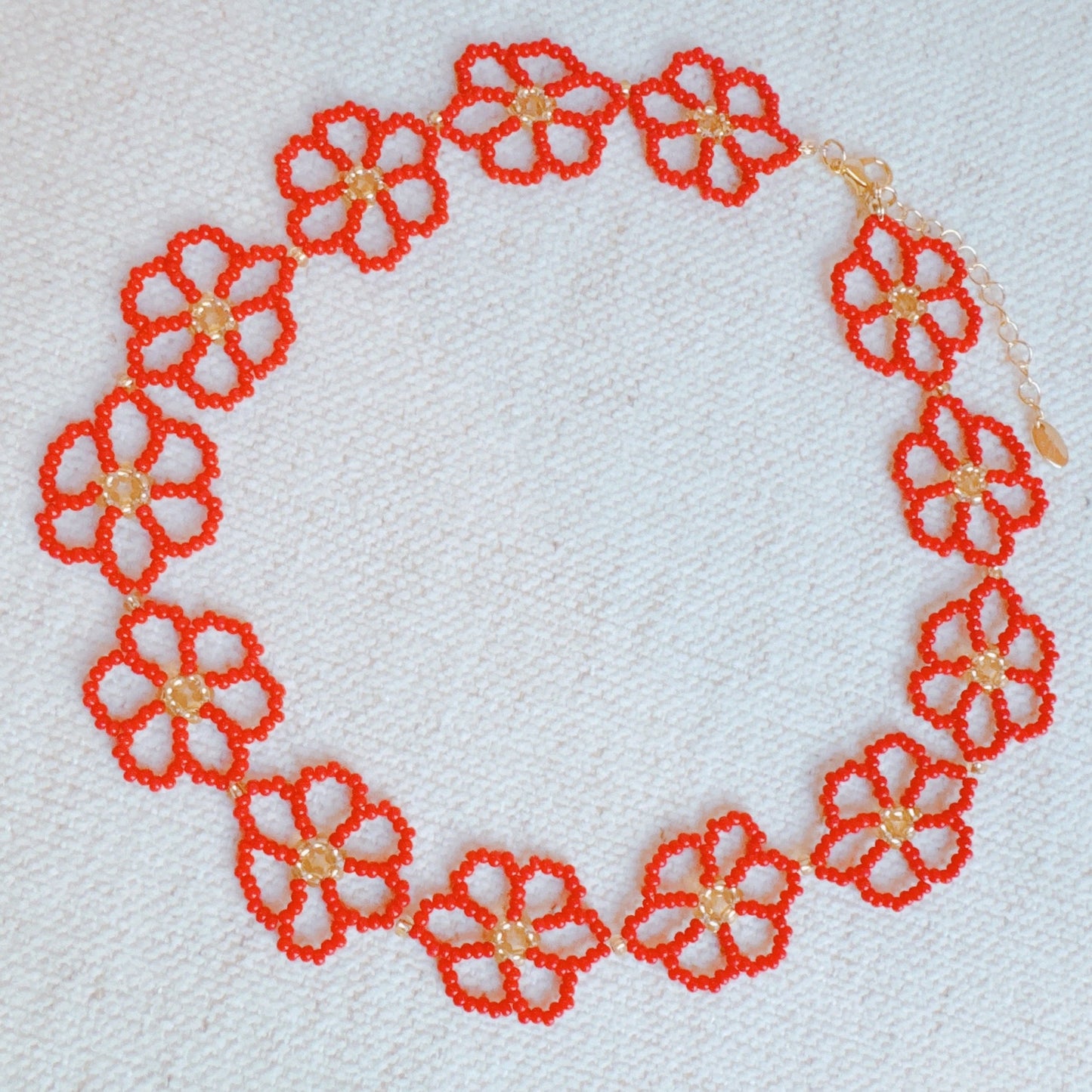 Boho Beaded Flower Necklace