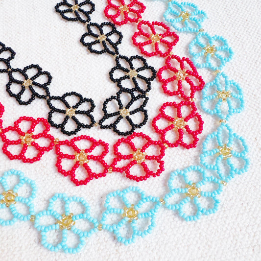 Boho Beaded Flower Necklace