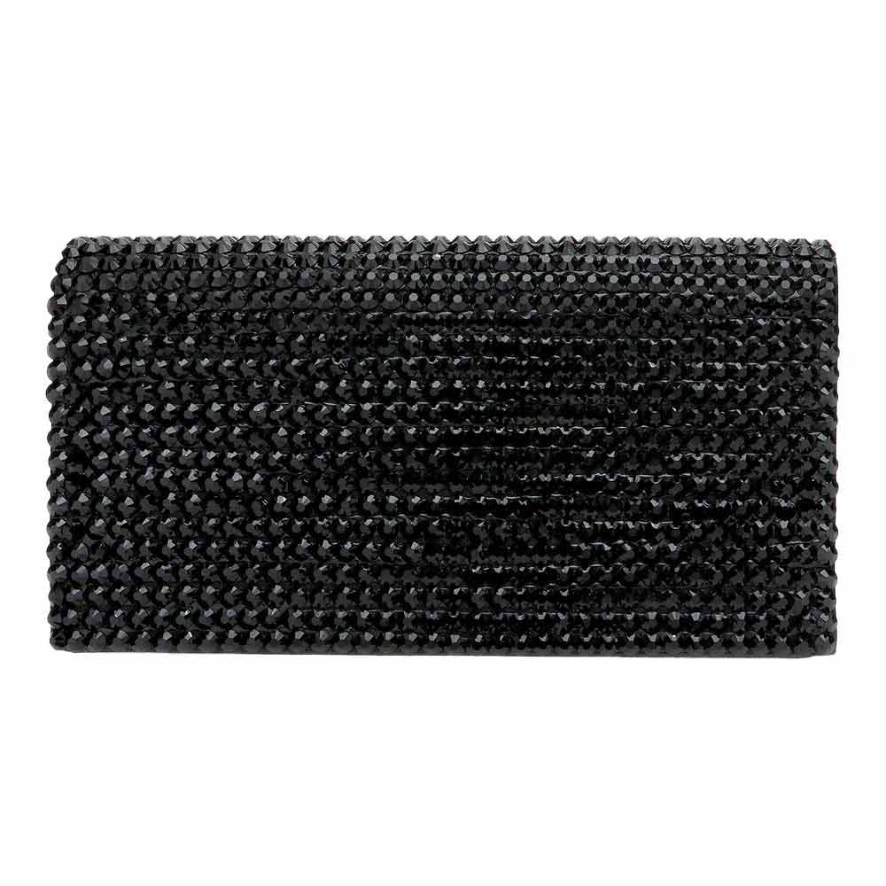 Black beaded clutch on a white background