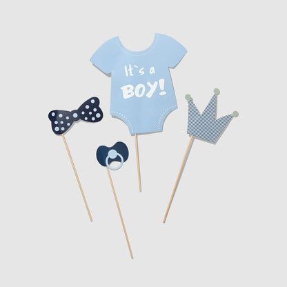 Photo booth props for new baby boy celebration