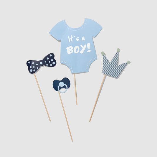 Photo booth props for new baby boy celebration