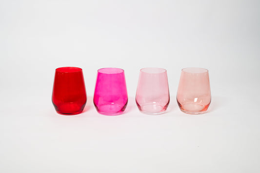 Red & Rose Collection - Stemless Ombre Set of 4 Colored Wine Glass