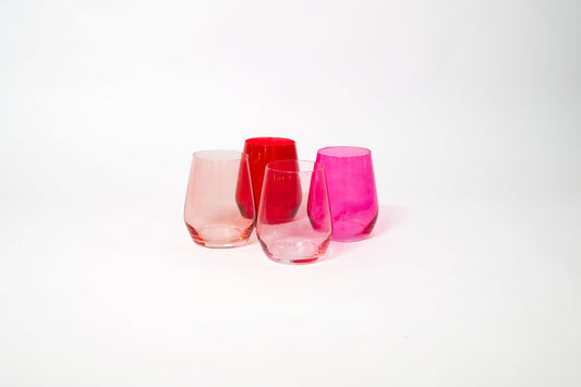 Red & Rose Collection - Stemless Ombre Set of 4 Colored Wine Glass