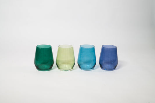Northern lights colored stemless wine glasses set of 4