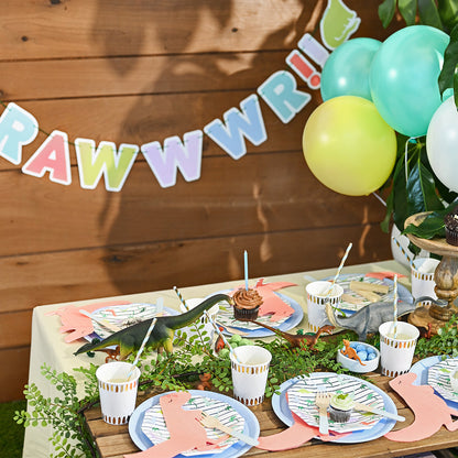Dinosaur theme banner for birthday party.