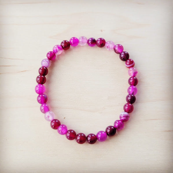 Pink Agate Beaded Stretch Bracelet – A Symbol of Love, Compassion & Gentle Strength