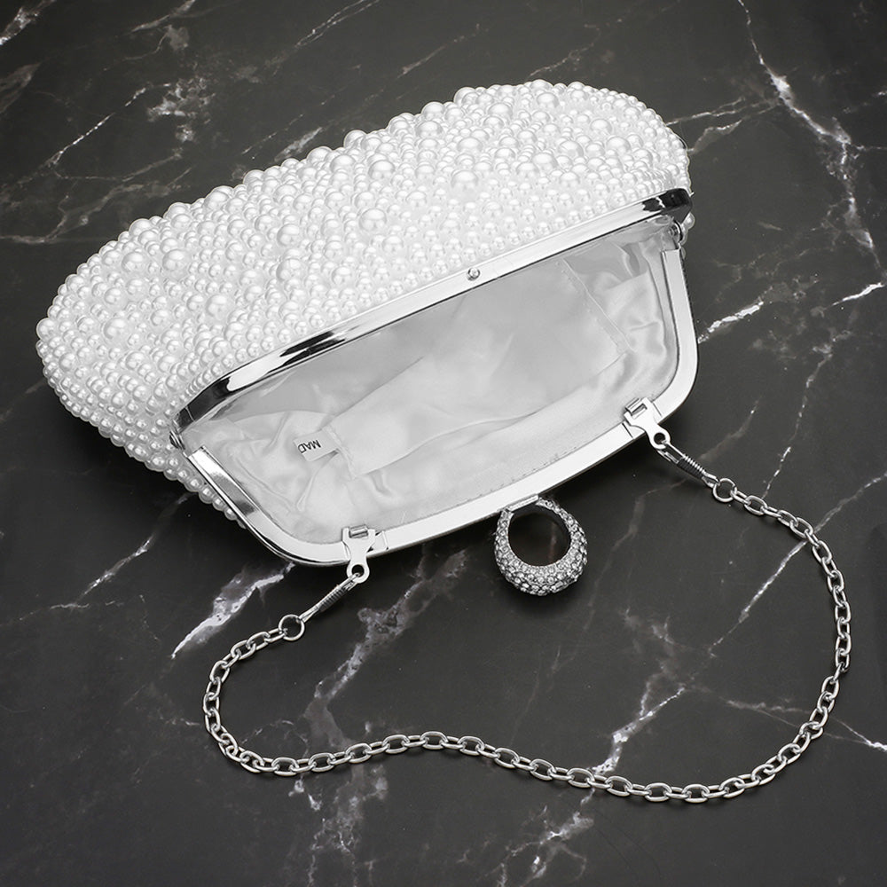 Pearl Embellished Evening Clutch Bag / Crossbody Bag