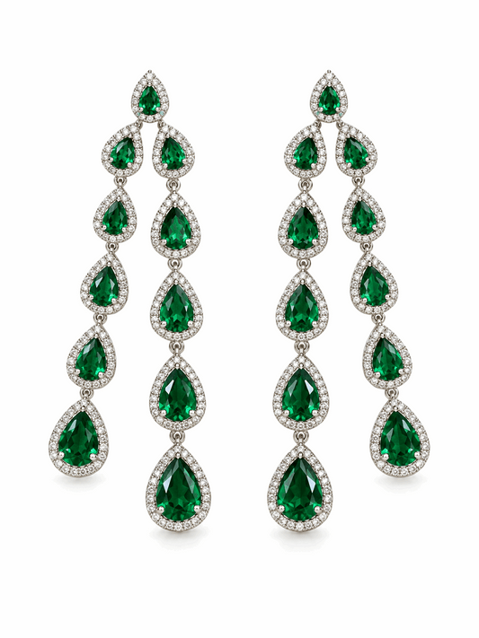 Cecilia Emerald Bezel Drop Earrings