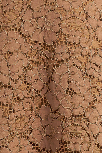 Purely Romantic Woven Lace Midi Skirt – Fully Lined Lace Circle Skirt with Back Zipper