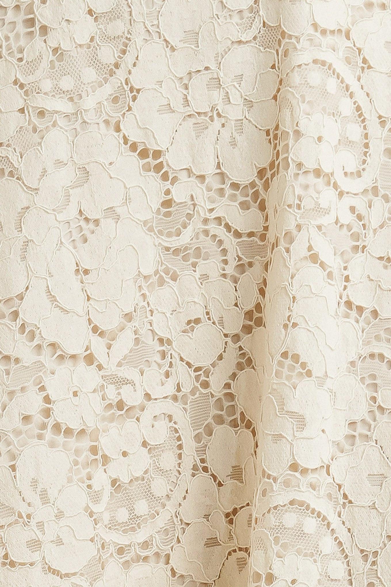 Purely Romantic Woven Lace Midi Skirt – Fully Lined Lace Circle Skirt with Back Zipper