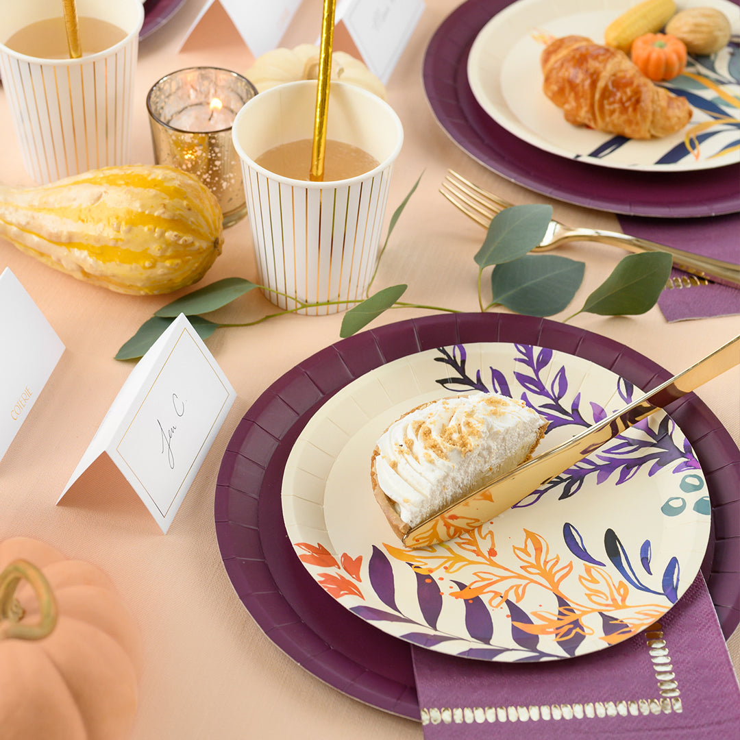 Colorful floral paper party plates.