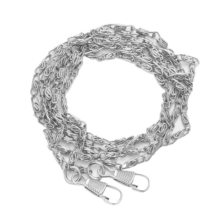 Silver chain with clasp on a white background