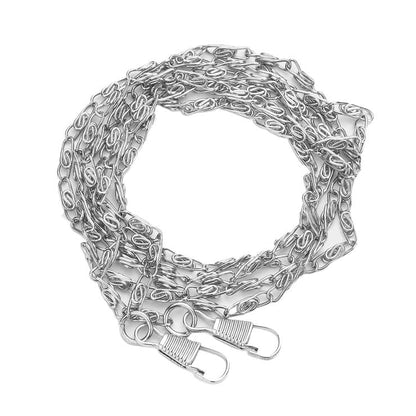 Silver chain with clasp on a white background