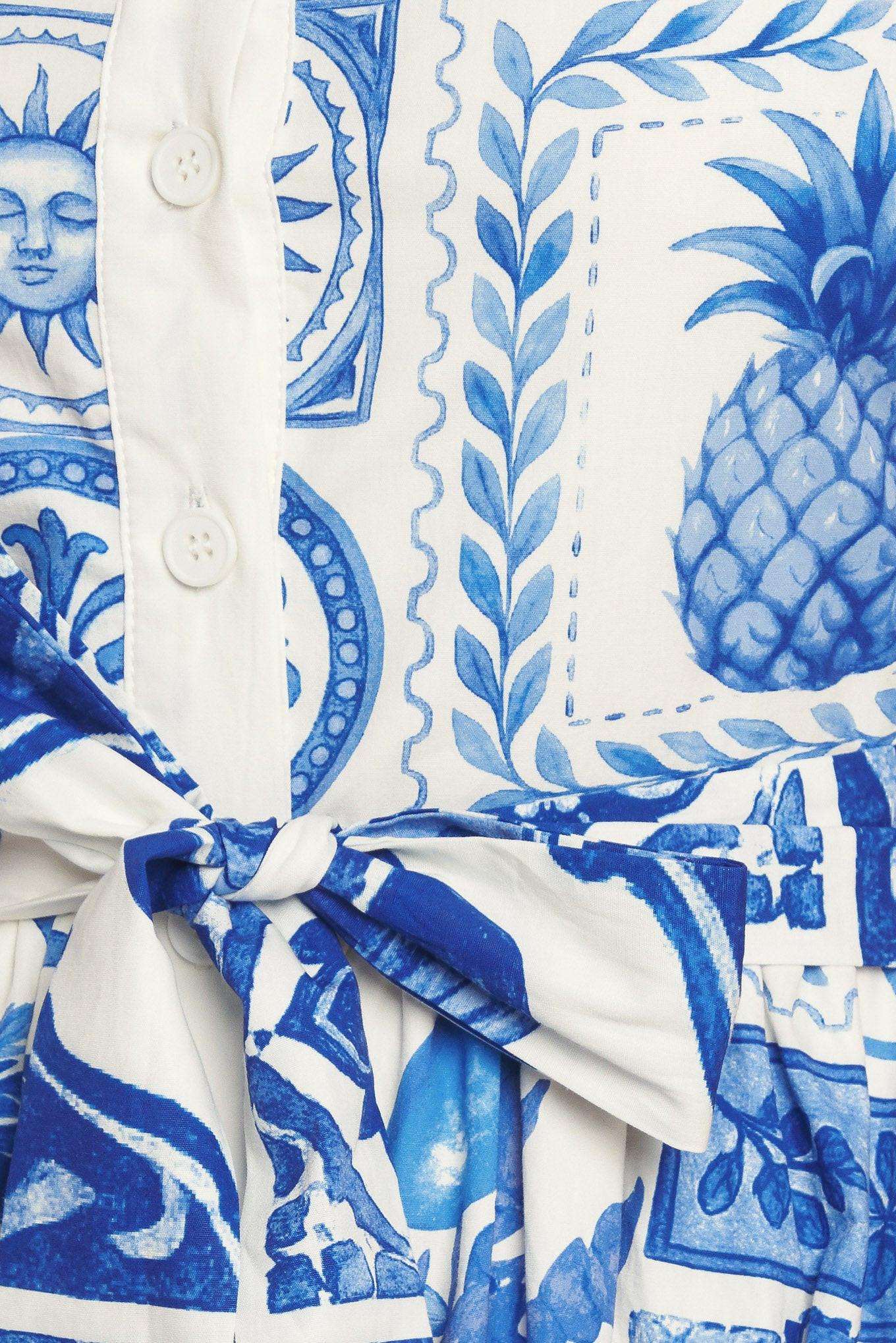 Blue Majolica Charm Woven Midi Dress - Regular & Plus Size