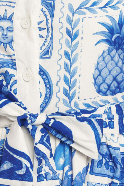Blue Majolica Charm Woven Midi Dress - Regular & Plus Size