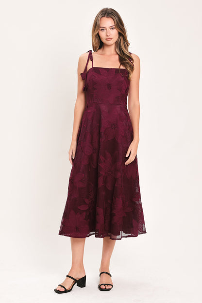 Sandy Bloom Floral Woven Lace Midi Dress - Misses & Plus Sizes - Elegant Event Ready
