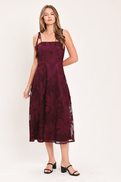 Sandy Bloom Floral Woven Lace Midi Dress - Misses & Plus Sizes - Elegant Event Ready