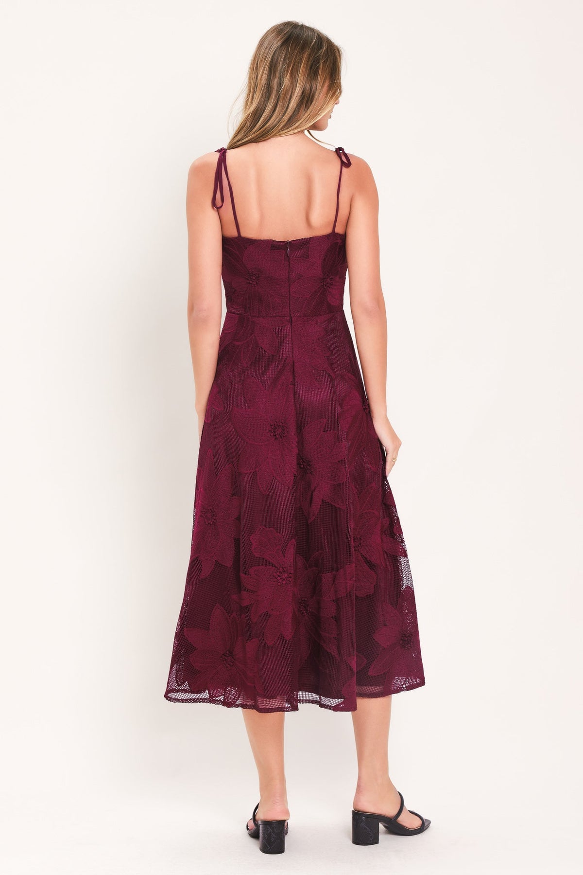 Sandy Bloom Floral Woven Lace Midi Dress - Misses & Plus Sizes - Elegant Event Ready
