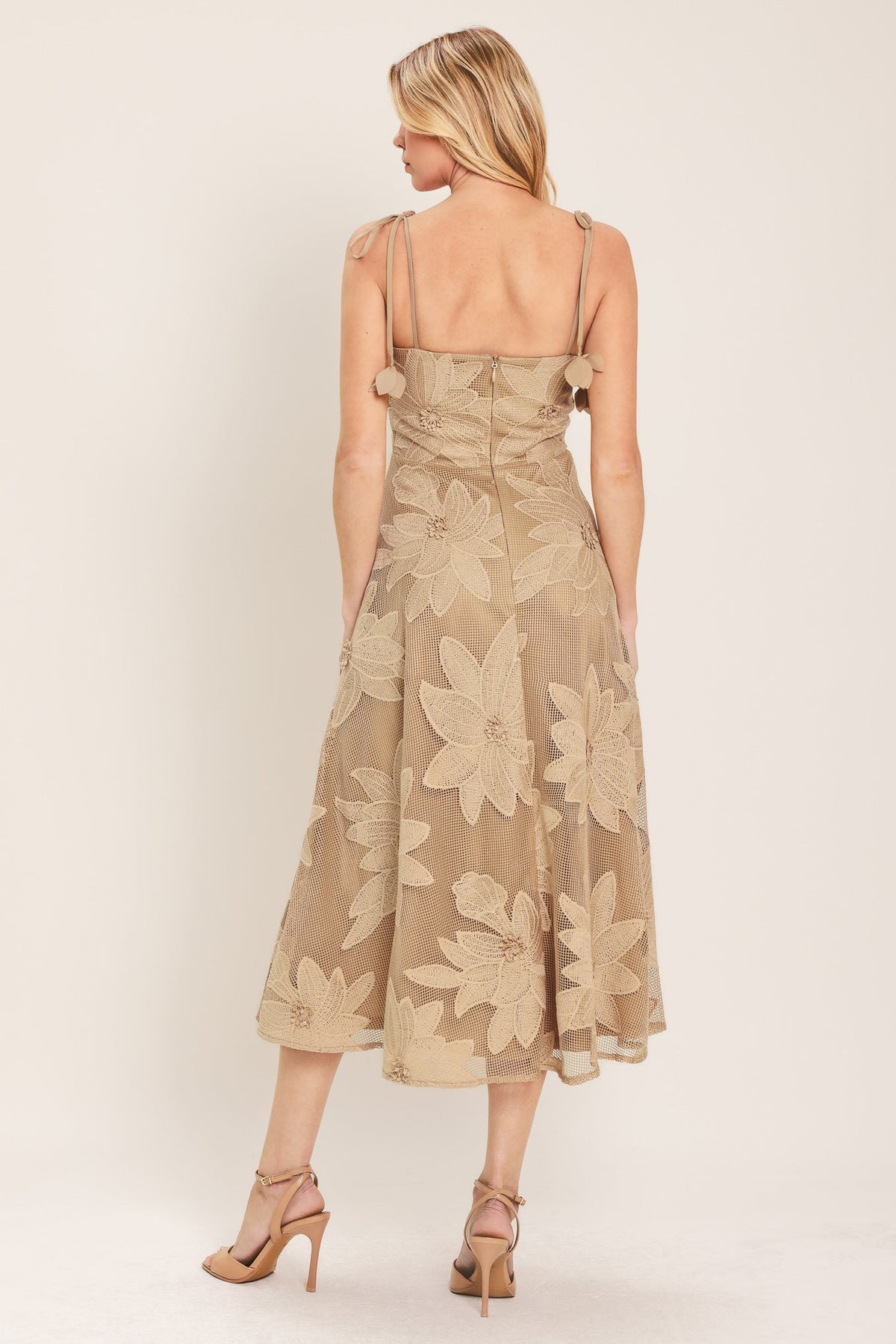 Sandy Bloom Floral Woven Lace Midi Dress - Misses & Plus Sizes - Elegant Event Ready