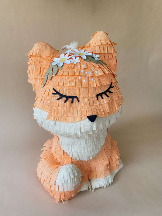 🦊 Woodland Fox Piñata – Handmade 3D Fox Piñata for Woodland Birthdays & Animal-Themed Parties