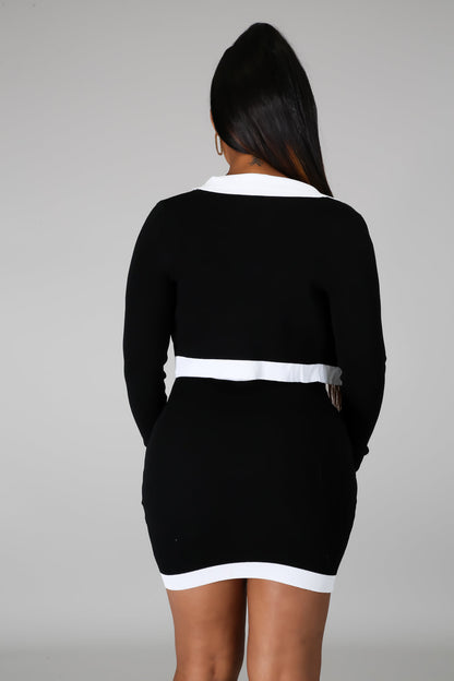 "As If" Black & White Mini Dress & Jacket Set – The Ultimate Power Suit for Modern Style