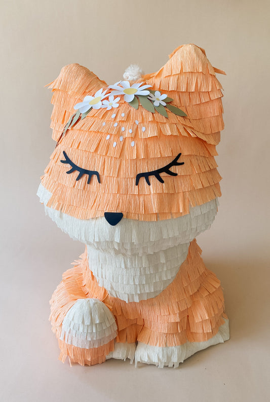 🦊 Woodland Fox Piñata – Handmade 3D Fox Piñata for Woodland Birthdays & Animal-Themed Parties