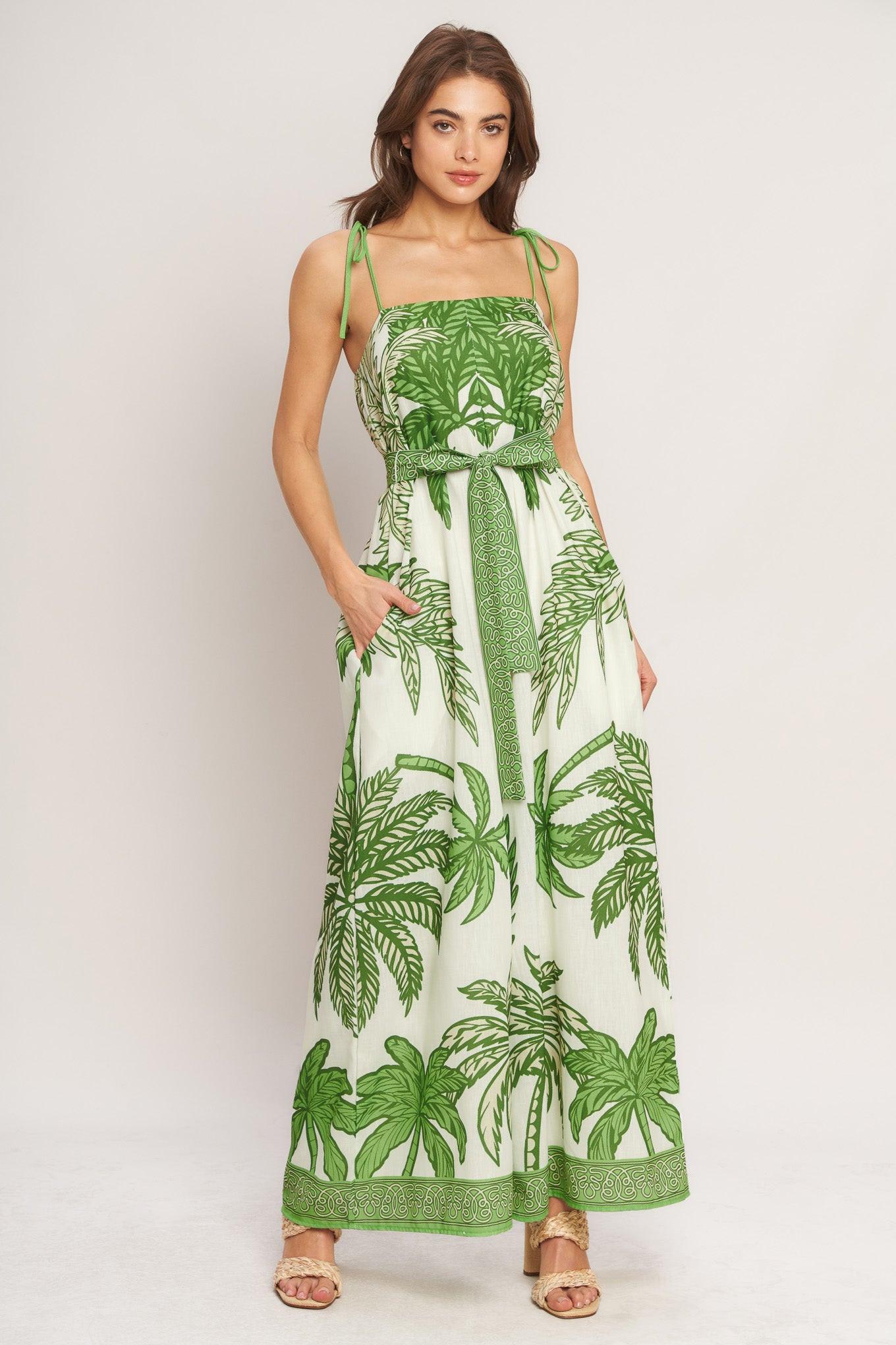 Palm Luxe Woven Jumpsuit – Effortless Resort Elegance for Summer