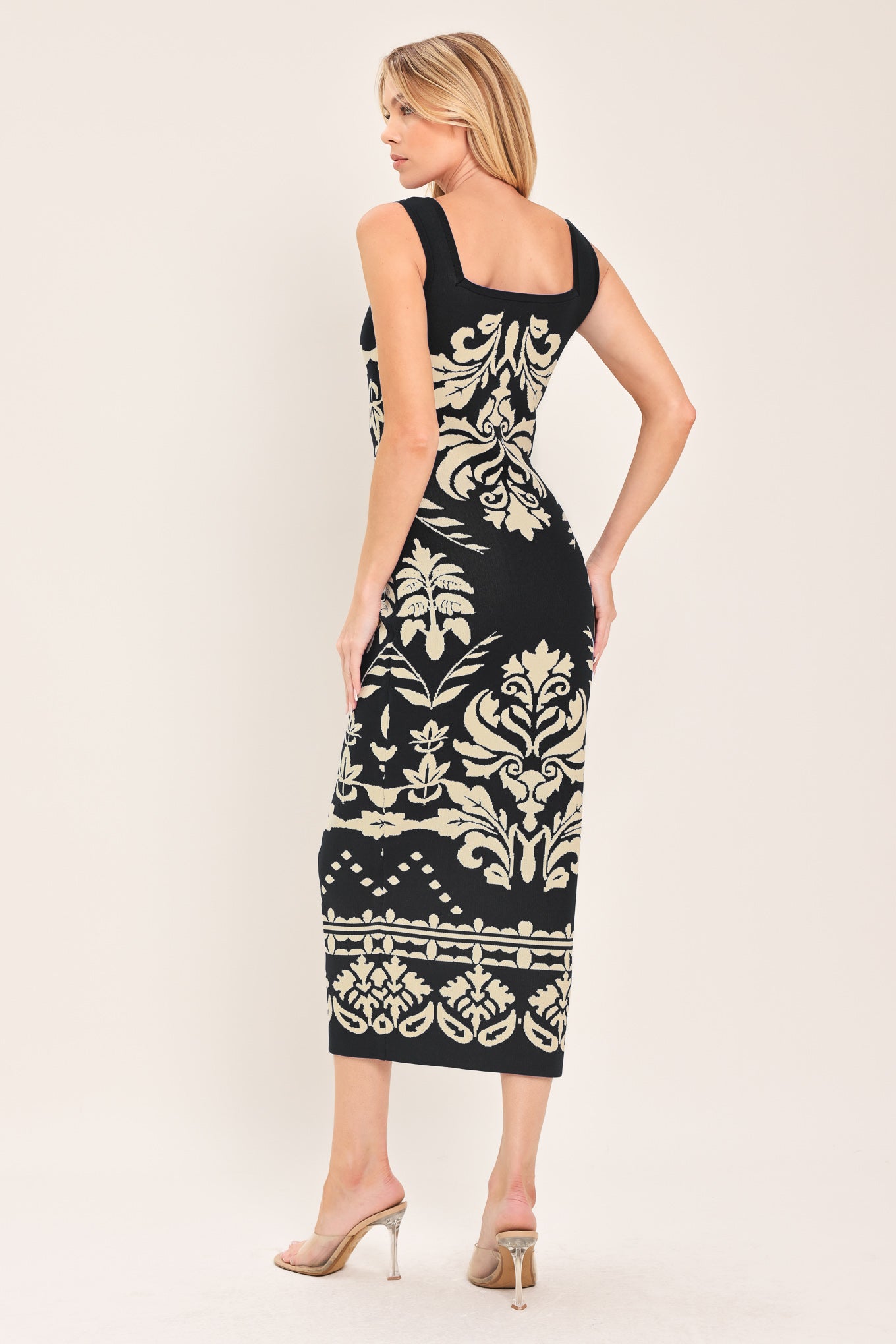 Greek Isle Glam Jacquard Midi Dress