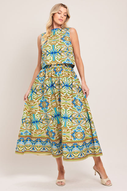 Island Mosaic Sleeveless Crop Top