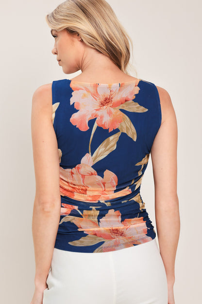 Deep Sea Bloom Power Mesh Tank Top - Effortless Style for Nights Out