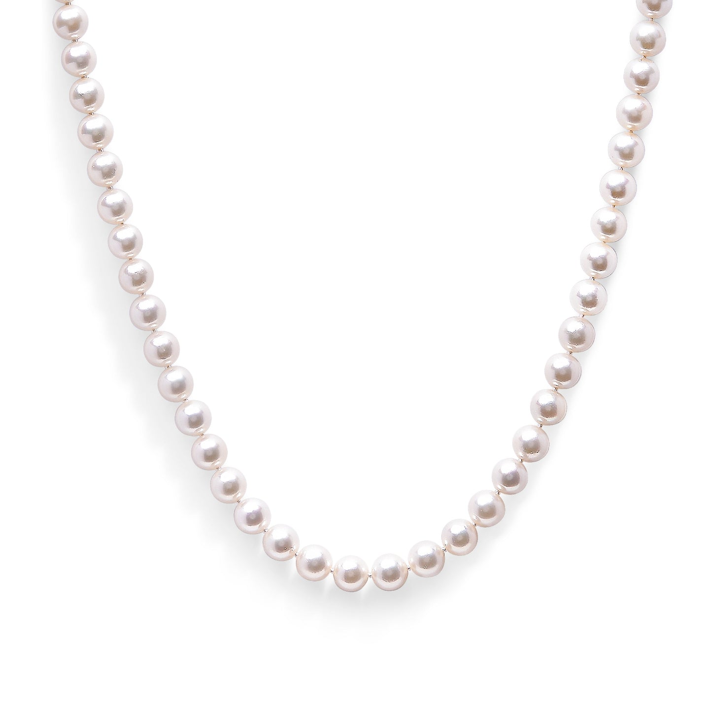 14K yellow gold necklace featuring an 8.0x8.5mm Akoya pearl strand with a smooth, lustrous finish.