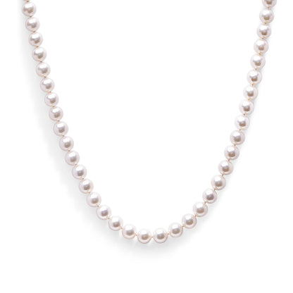 14K yellow gold necklace featuring an 8.0x8.5mm Akoya pearl strand with a smooth, lustrous finish.